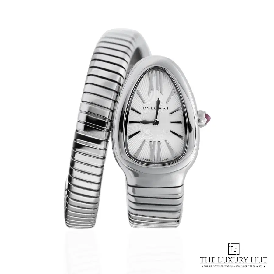 Bulgari Serpenti Tubogas Single Spiral Steel Silver Opaline Dial