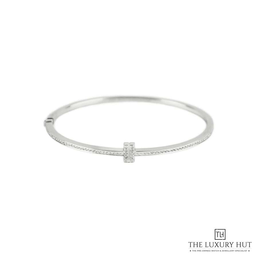 Tiffany T Diamond Hinged White Bangle 51033 a