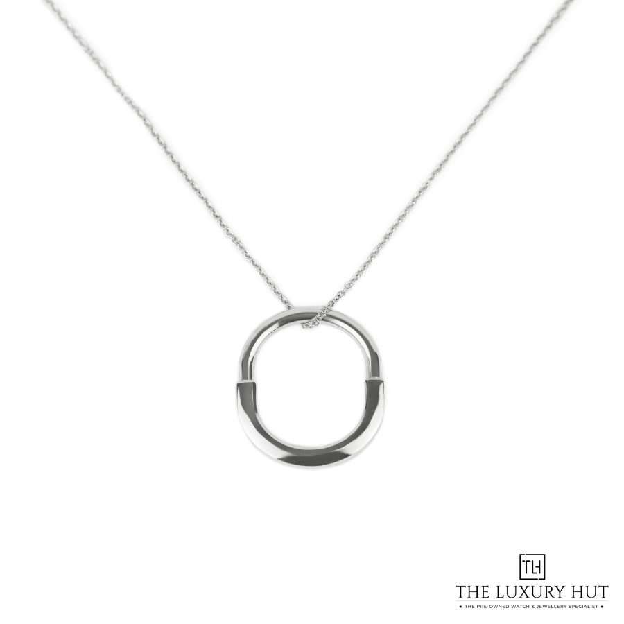 Tiffany White Gold Lock Ring Necklace 51261 a