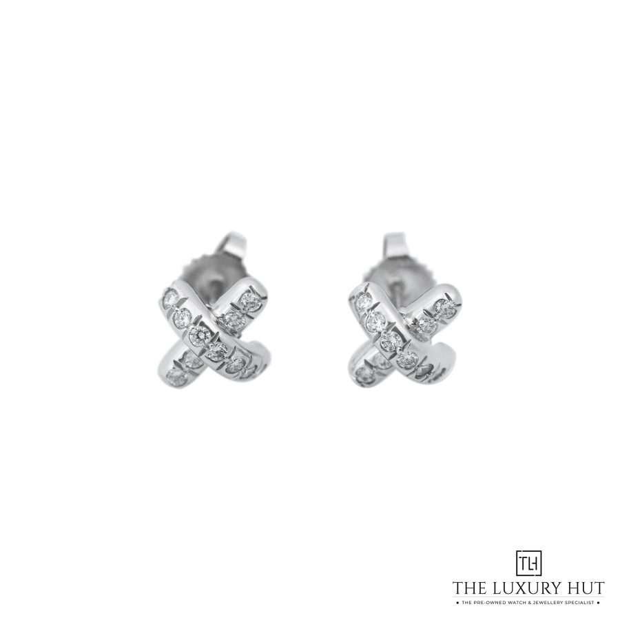 Tiffany Cross Platinum Diamond Kiss Earrings 51487 a
