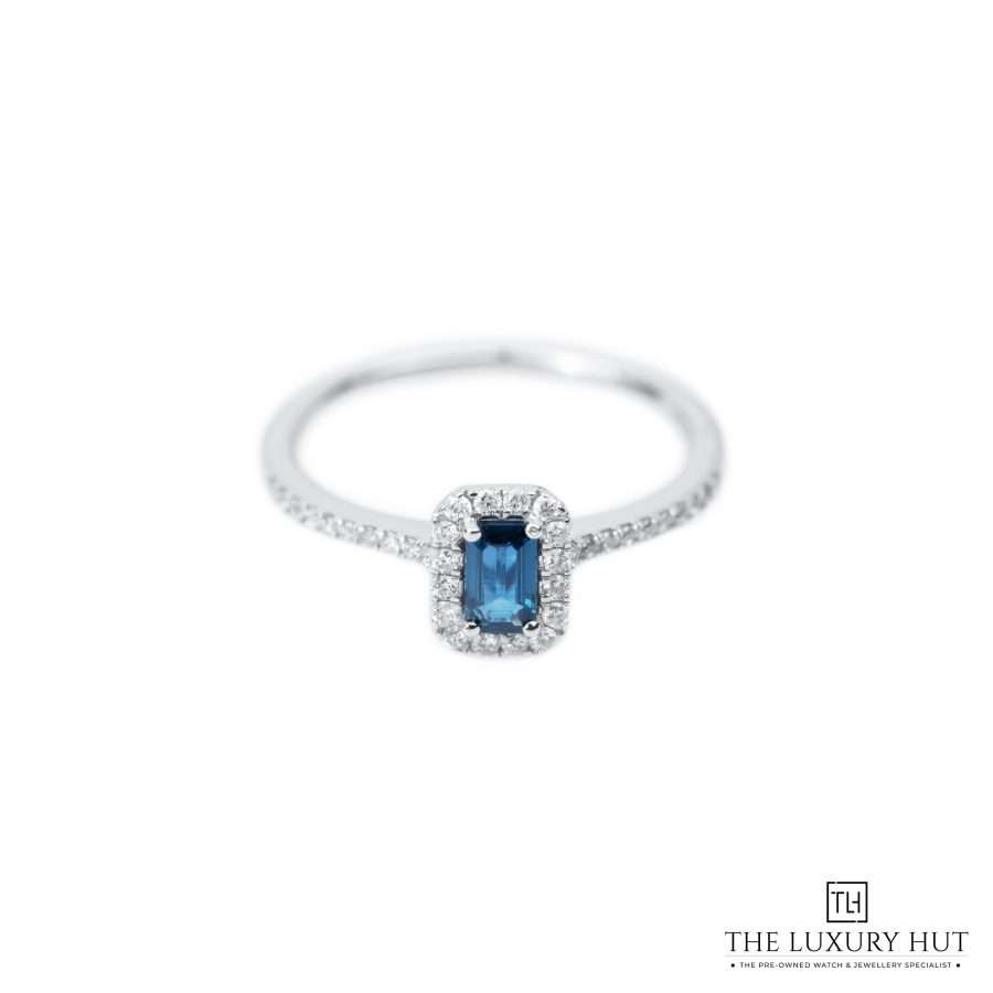 Platinum Diamond Sapphire Cluster Ring LB546 a