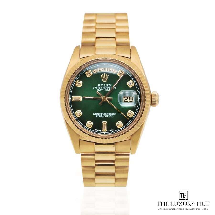 Rolex Day Date Yellow Gold Green Diamond Dial 51244 a