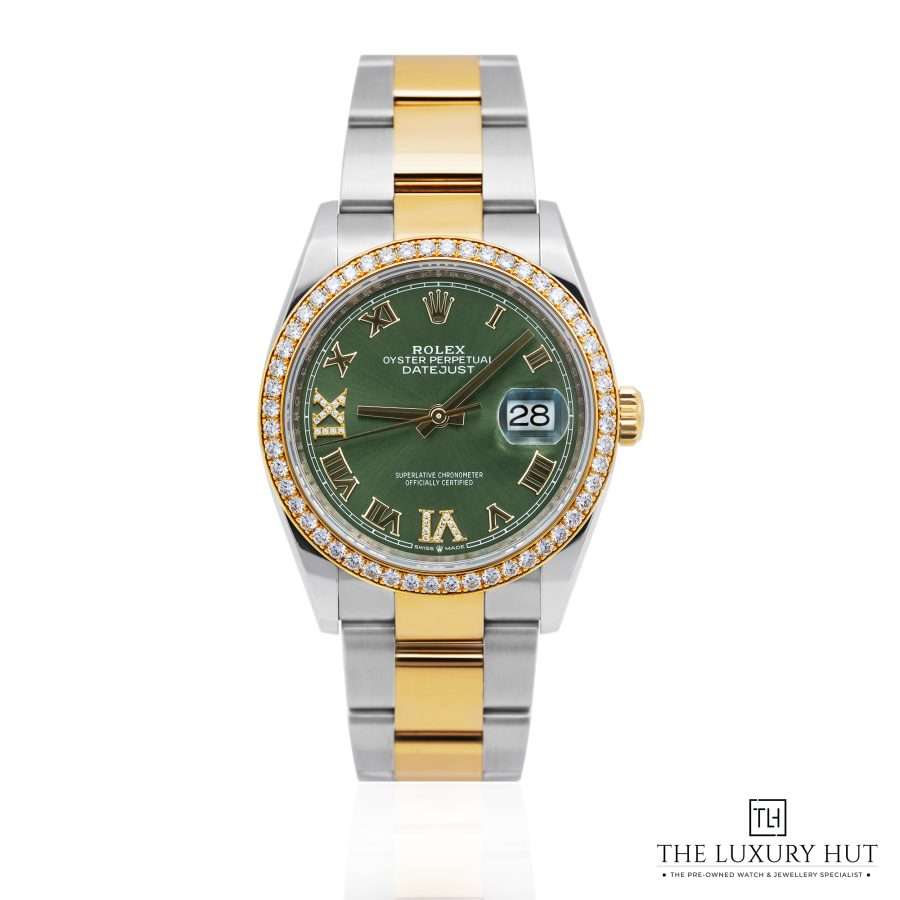 Rolex Datejust 36 Bi Metal Olive Green Diamond 51758 a
