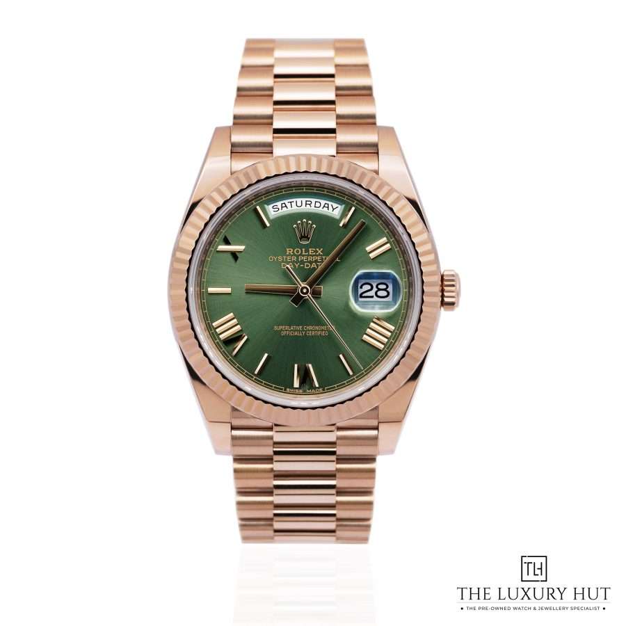 Rolex Day Date 40mm Gold Green Anniversary LB655 aa