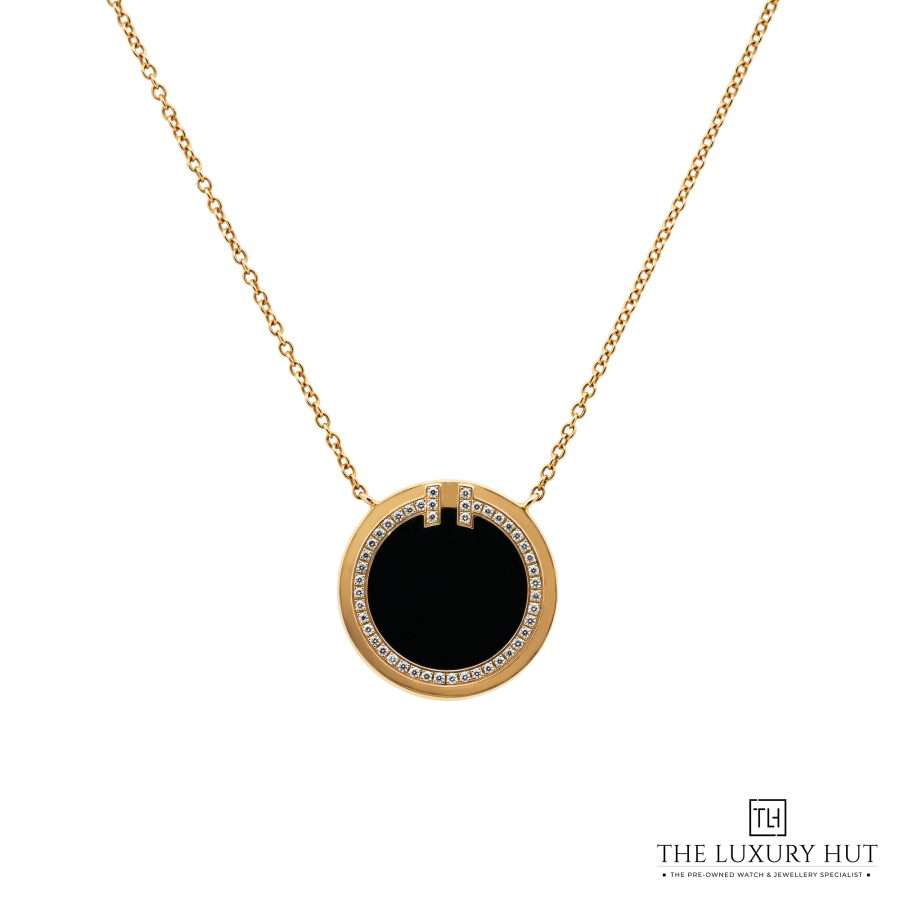 Tiffany T Diamond Onyx Gold Circle Pendant 51911 a