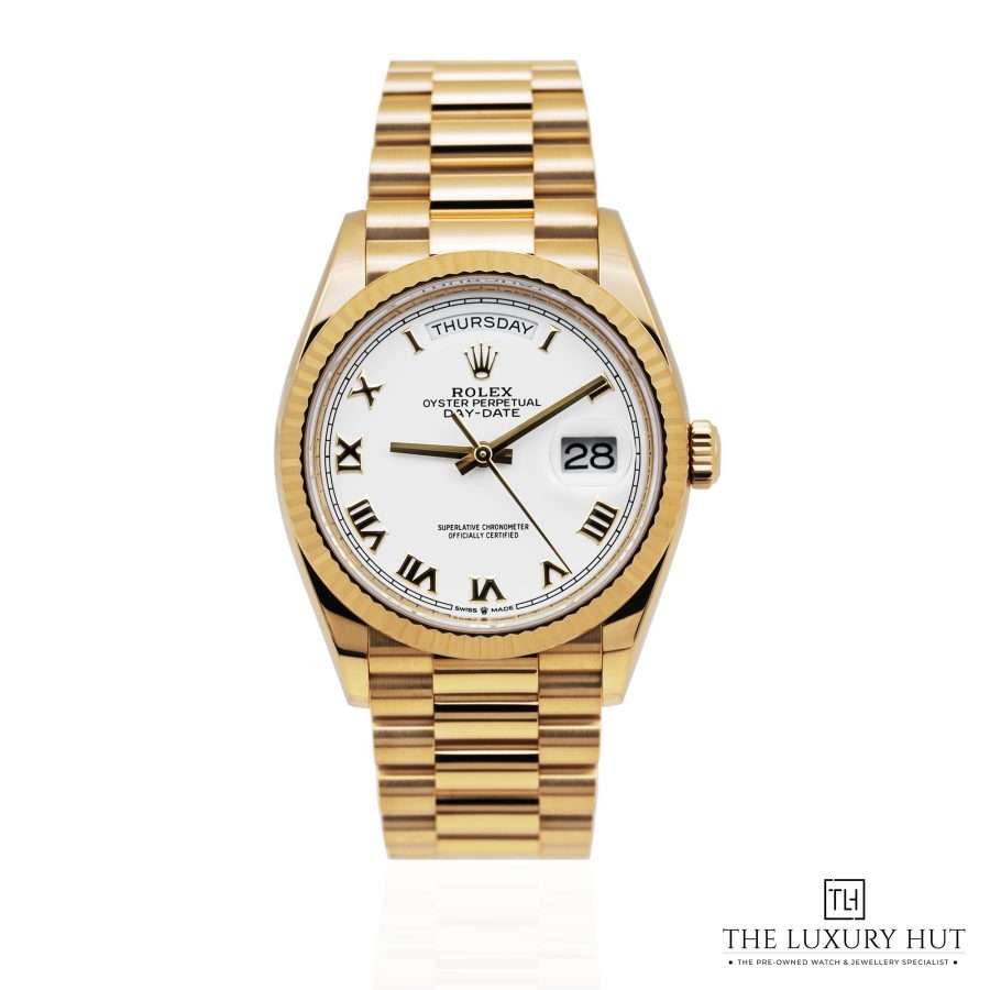 Rolex Day Date 36 Gold White Roman Dial 52097 a
