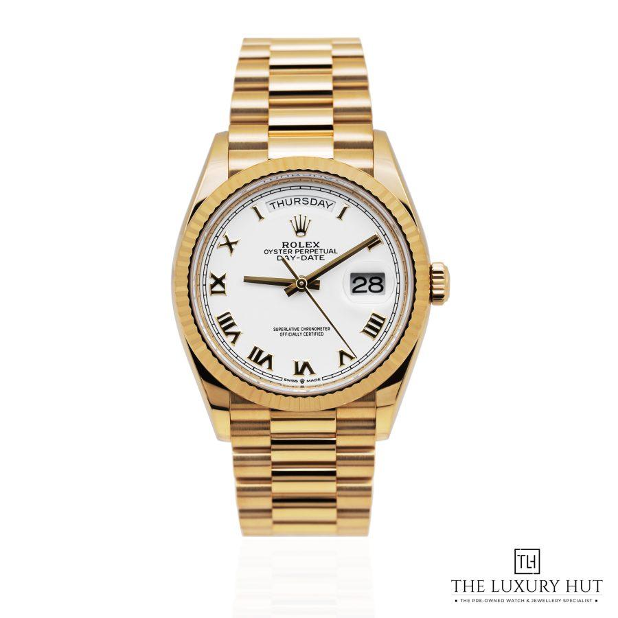 Rolex Day Date 36 Gold White Roman Dial 52097 a