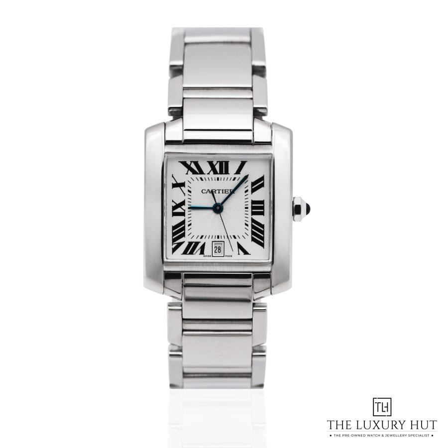 Cartier Tank Francaise White Gold Silver Guilloche 52078 a