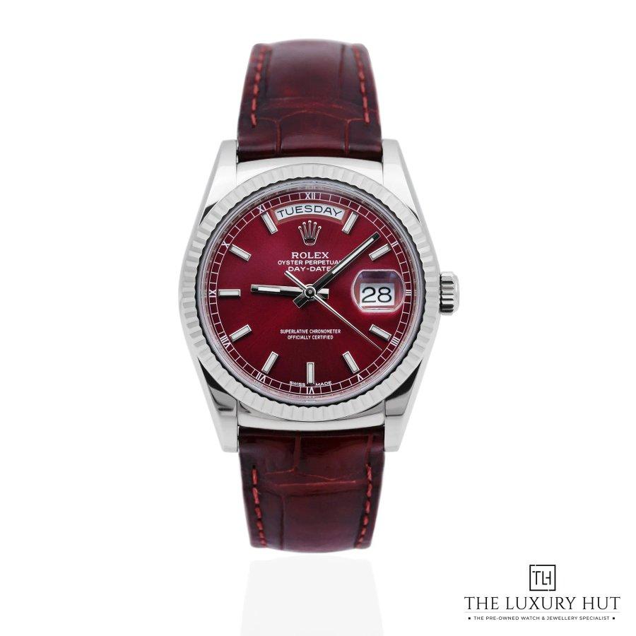 Rolex Day Date White Gold 36 Cherry Dial New 39299 a