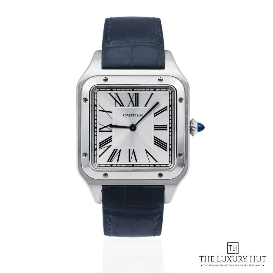 Cartier Santos Dumont Large Steel Silver Roman 52235 a