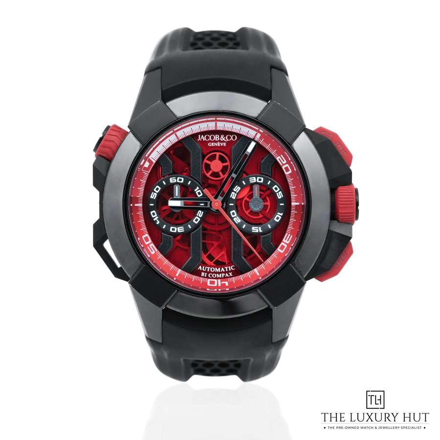 Jacob Co Epic X Chrono Black Titanium Bi Compax Skeleton Dial