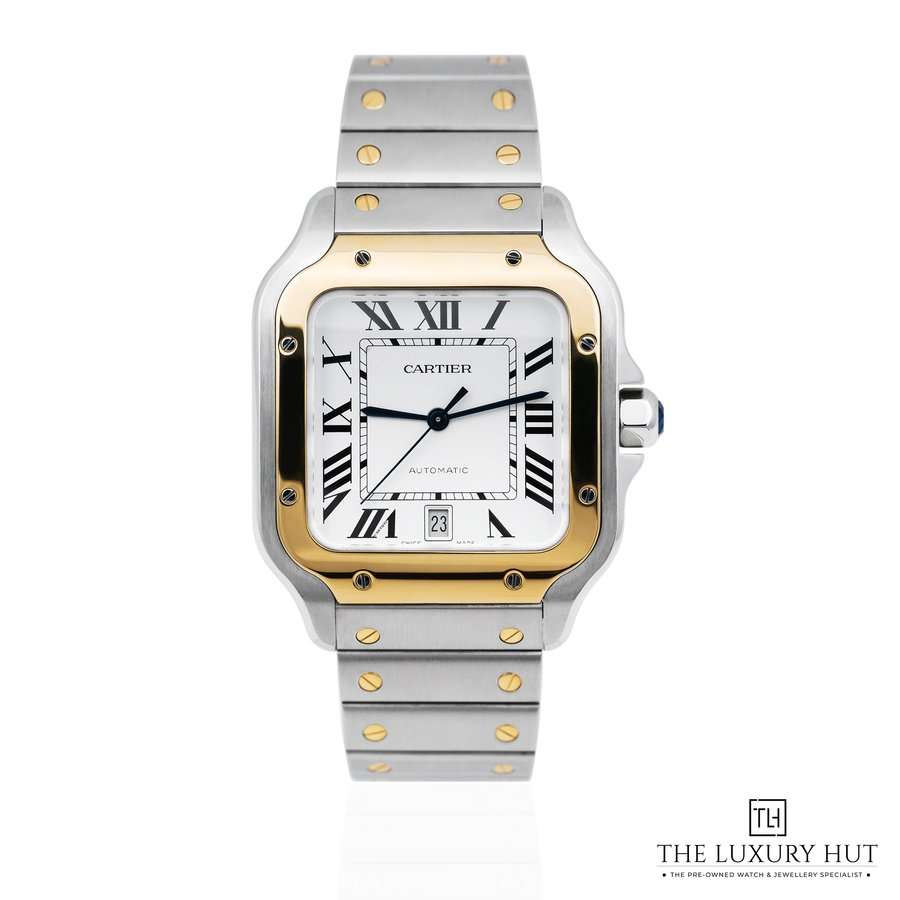 Cartier Santos De Cartier Large Steel Gold Silver Dial