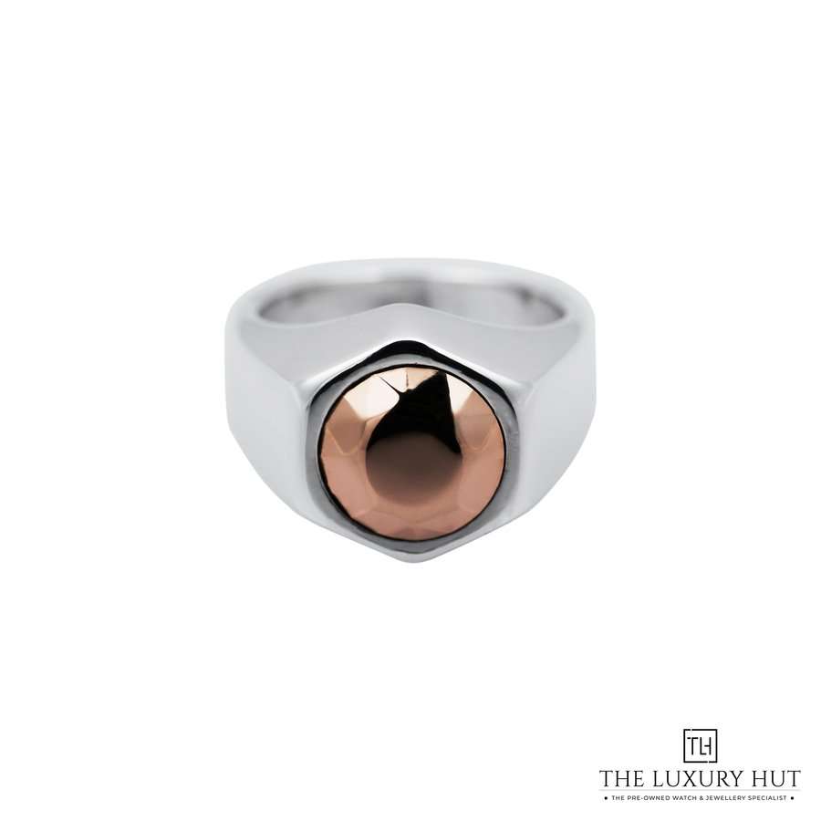 Tiffany Co Elsa Peretti Esagono Ring Silver Rose Gold