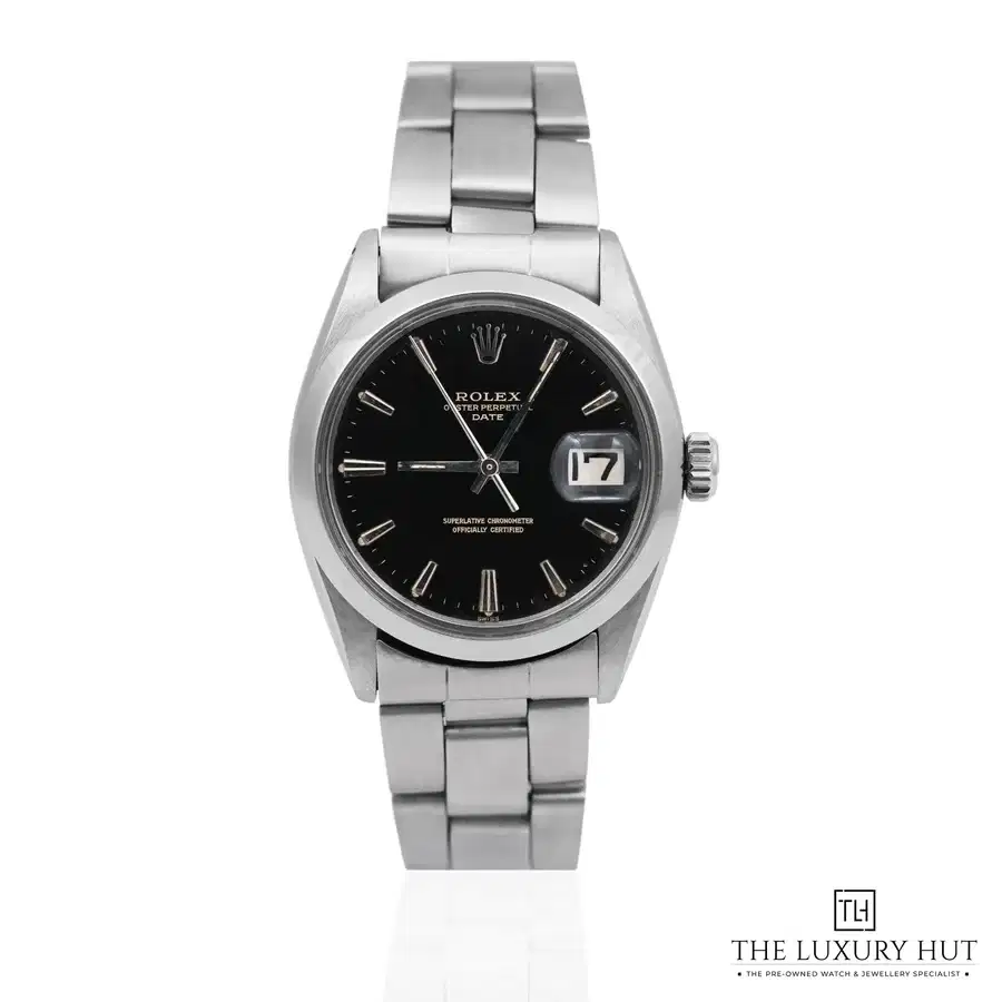 Vintage Rolex Oyster Perpetual Date 34mm Steel Black Dial 1500