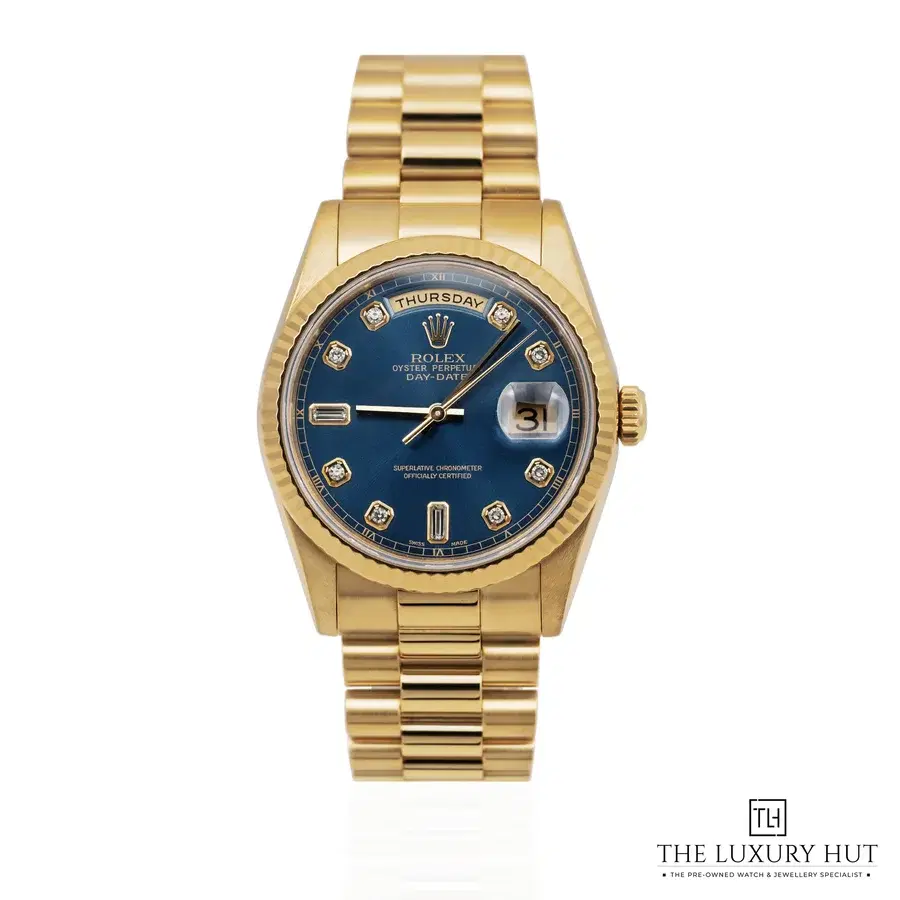 Rolex Day Date 36mm Factory Blue Diamond Dial Ref 118238