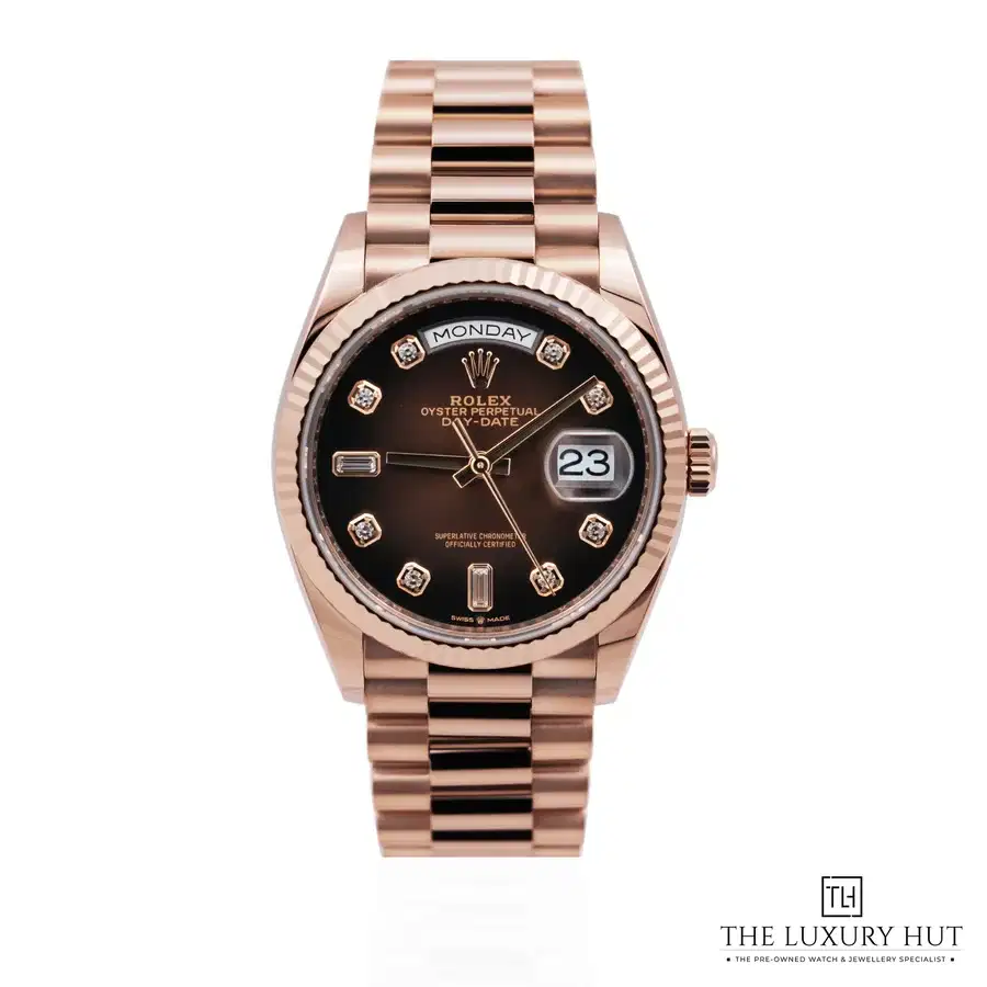 Rolex Day Date 36 Gold Brown Ombre Diamond Dial 128235