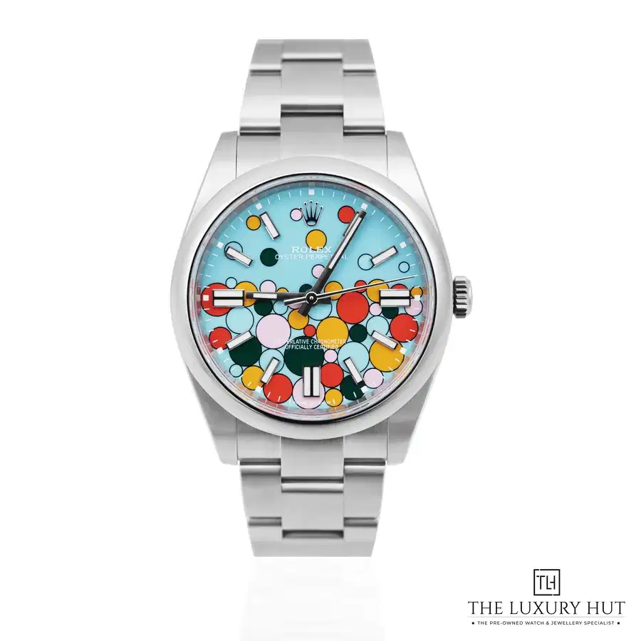 Rolex Oyster Perpetual Turquoise Blue Celebration 124300