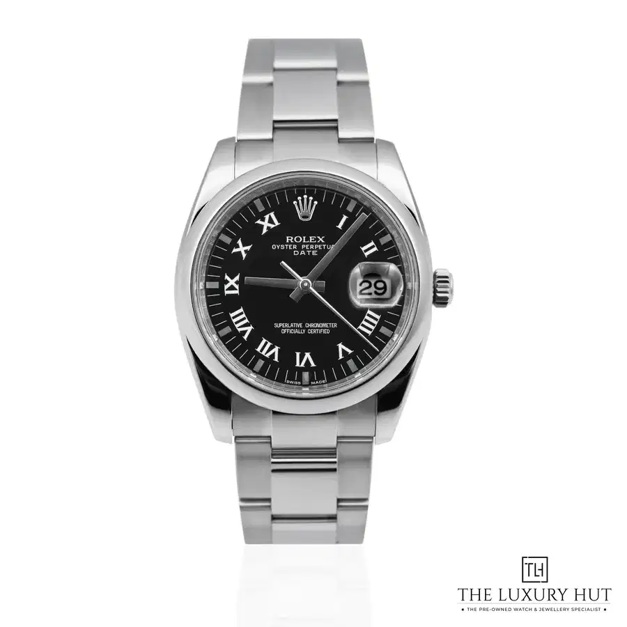 Rolex Oyster Perpetual Date Black Roman 115200