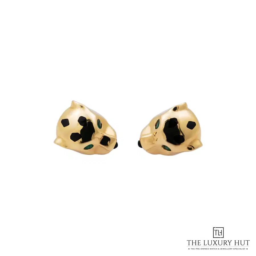 Cartier Panth re de Cartier Gold Tsavorite Onyx Stud Earrings
