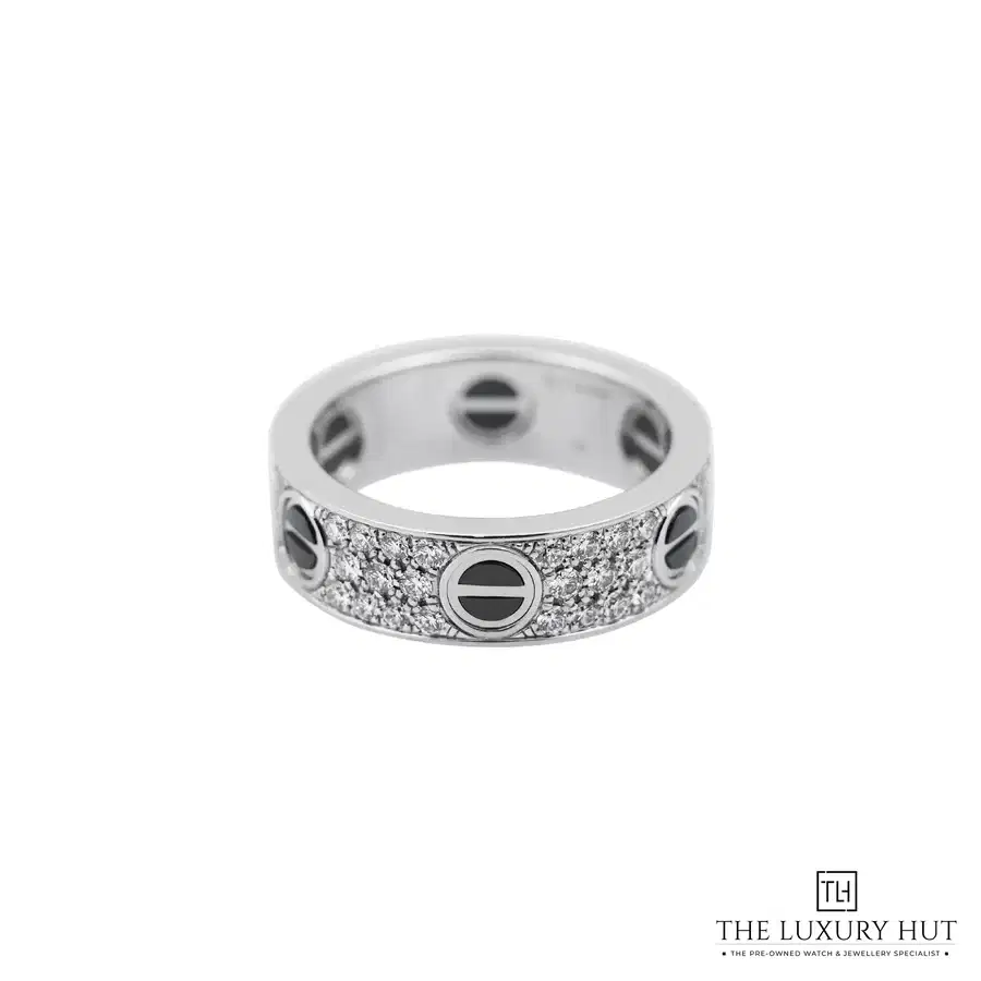 Cartier Gold Diamond Paved Ceramic Love Ring 58