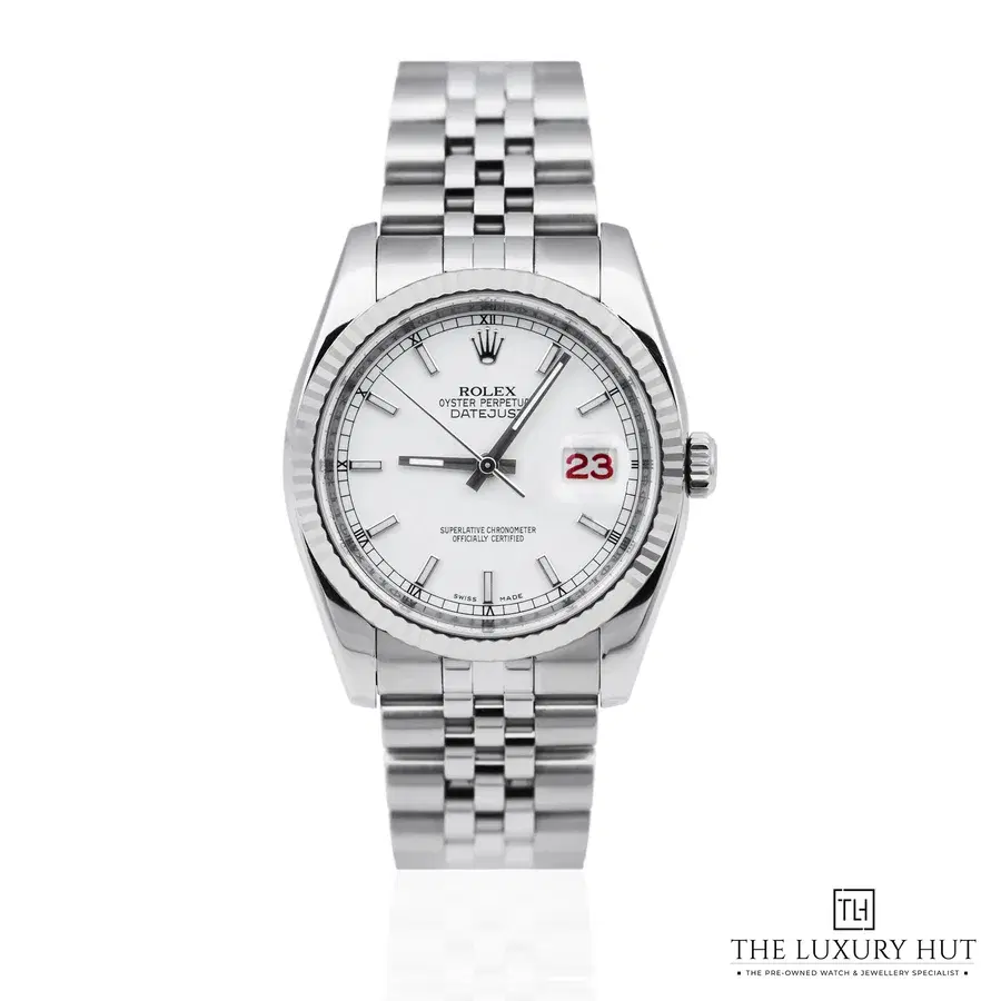 Rolex Datejust Steel White Baton Roulette Dial Ref 116234