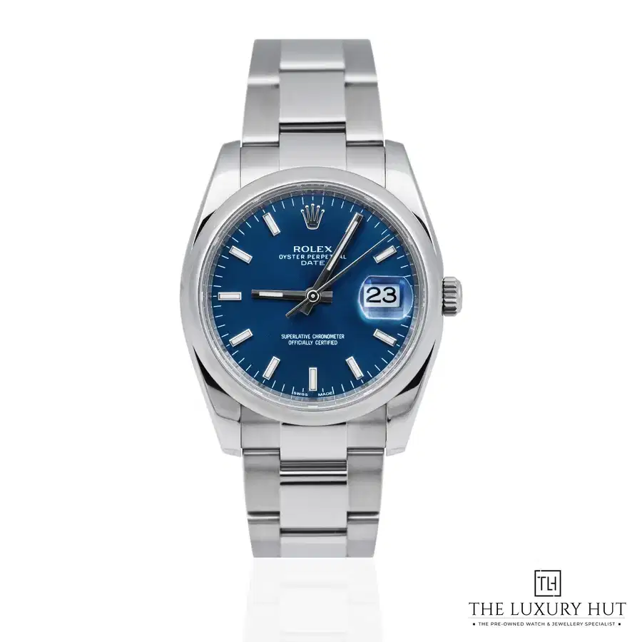 Rolex Oyster Perpetual Date Steel 34mm Blue Dial Ref 115200